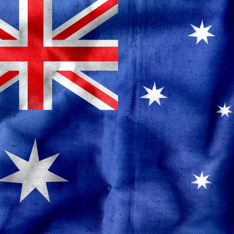 textile australian flag with crumples